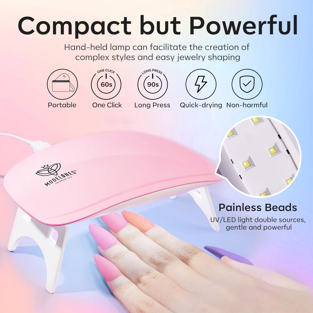 Modelones Poly Gel Nail Kit 60pcs – 6 Pastel Colors for Extensions, Nail Art & Manicure