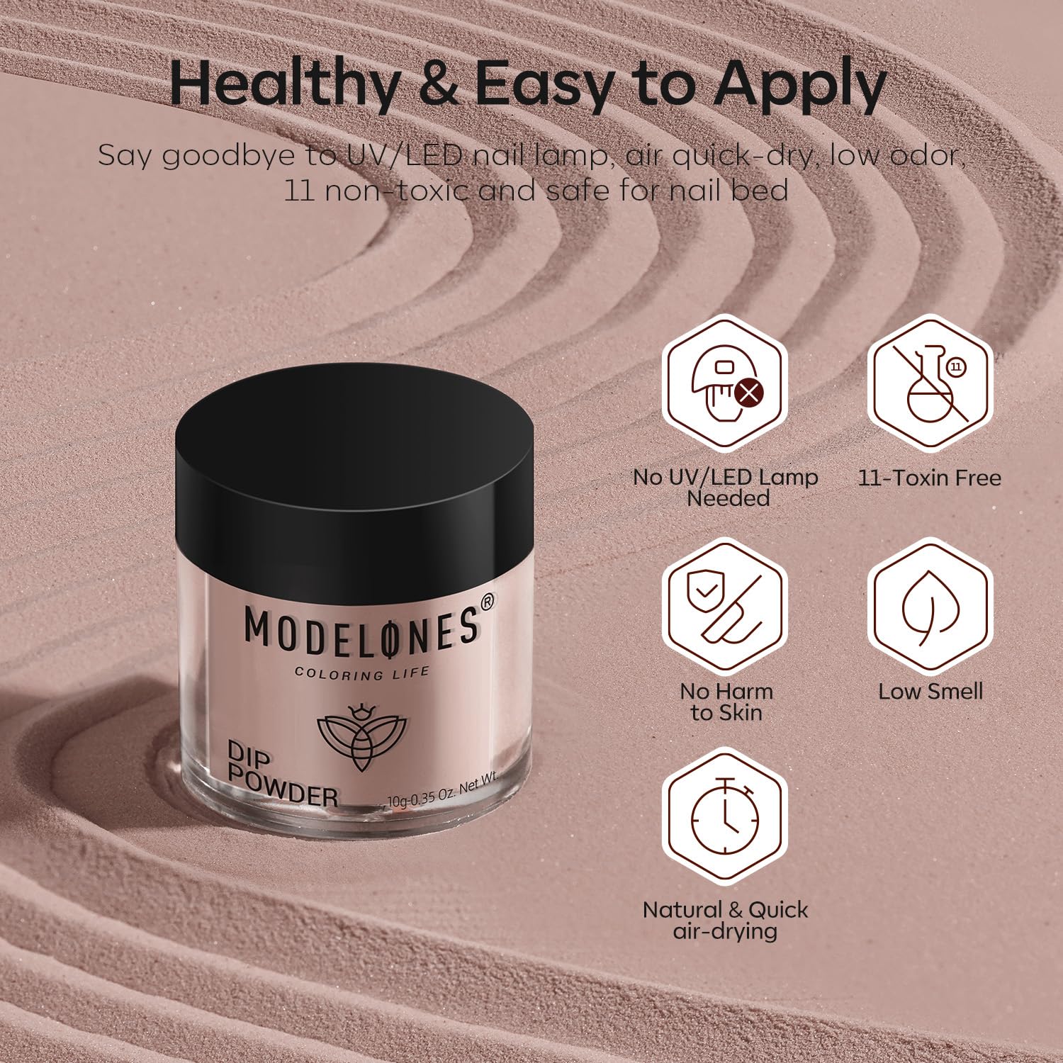 Modelones Dip Powder Nail Kit – 4 Colors Beige, Brown & Glitter with Liquid & Complete Accessories