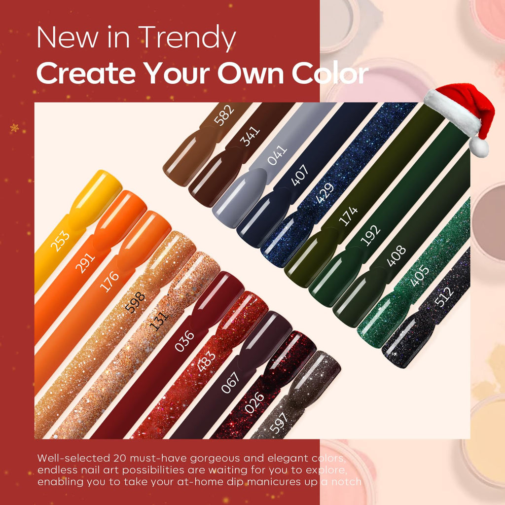 Modelones Christmas Dip Powder Nail Kit – 20 Colors, No Lamp, Starter Set