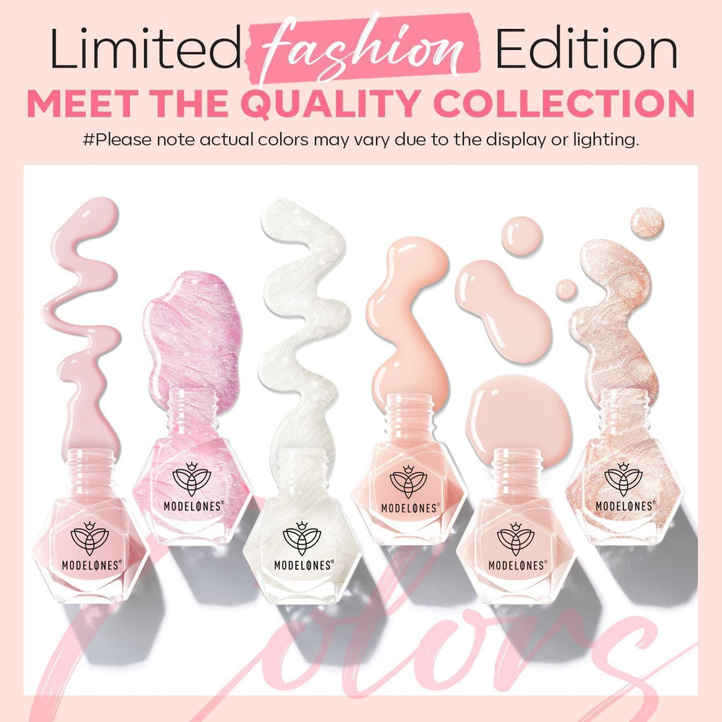 Modelones Nail Polish Set — 6 Neutral Nude Pink Shades, Quick Dry & Long-Lasting
