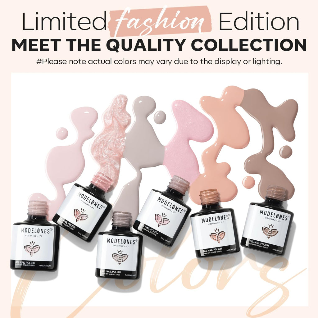 Modelones Gel Nail Polish Set — 6 Neutral Nude Colors | Soak-Off, Long-Lasting Shine