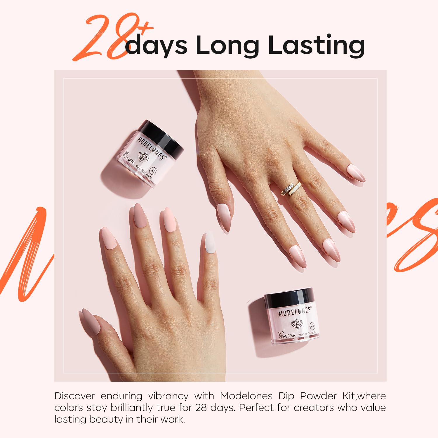 Modelones Dip Powder Nail Kit – 4-Color Nude Pink Glitter Set with Liquid & Tools, No Lamp Needed, DIY Home Manicure