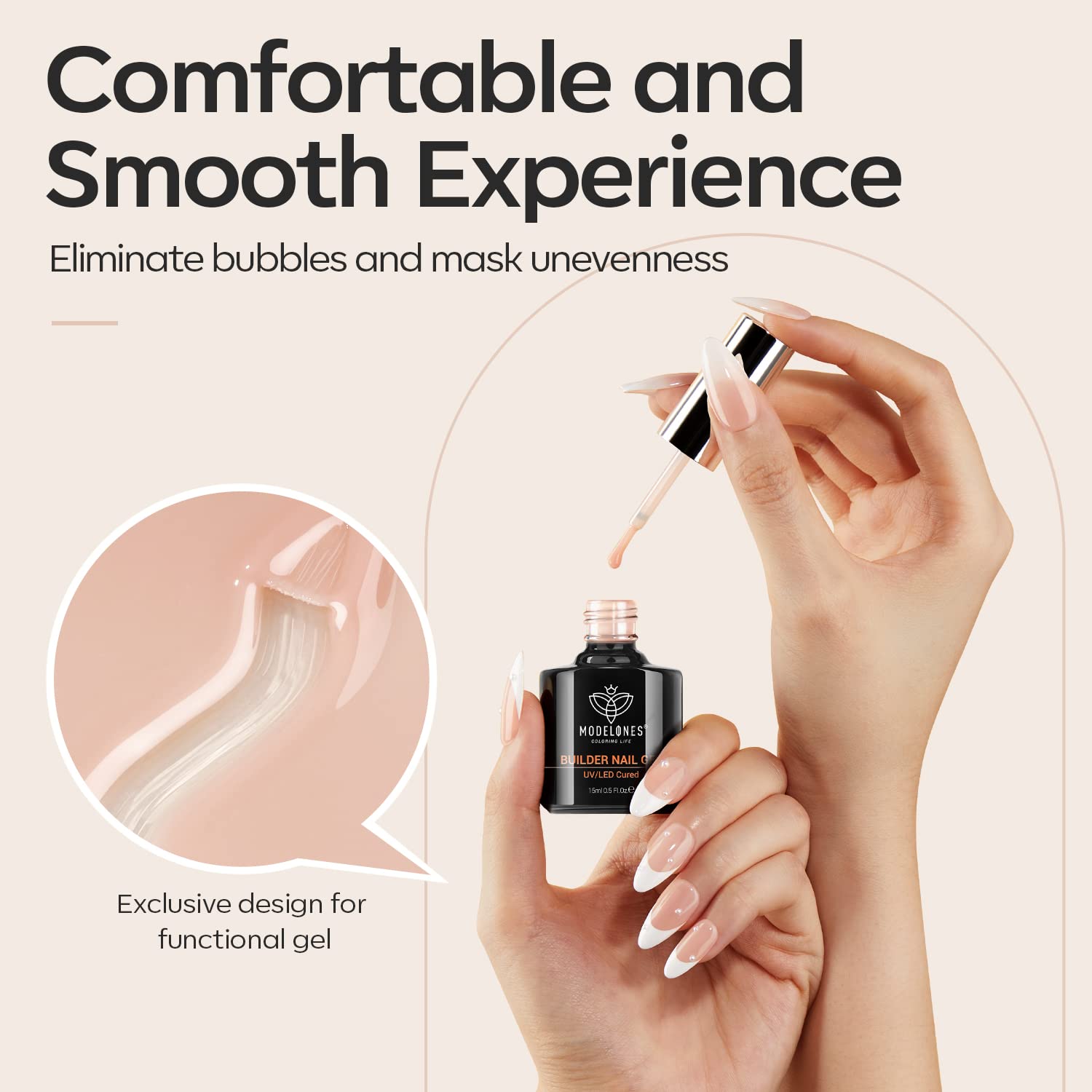 Modelones 8-in-One Builder Nail Gel – Neutral Nude for Thickening, Extension & Shine