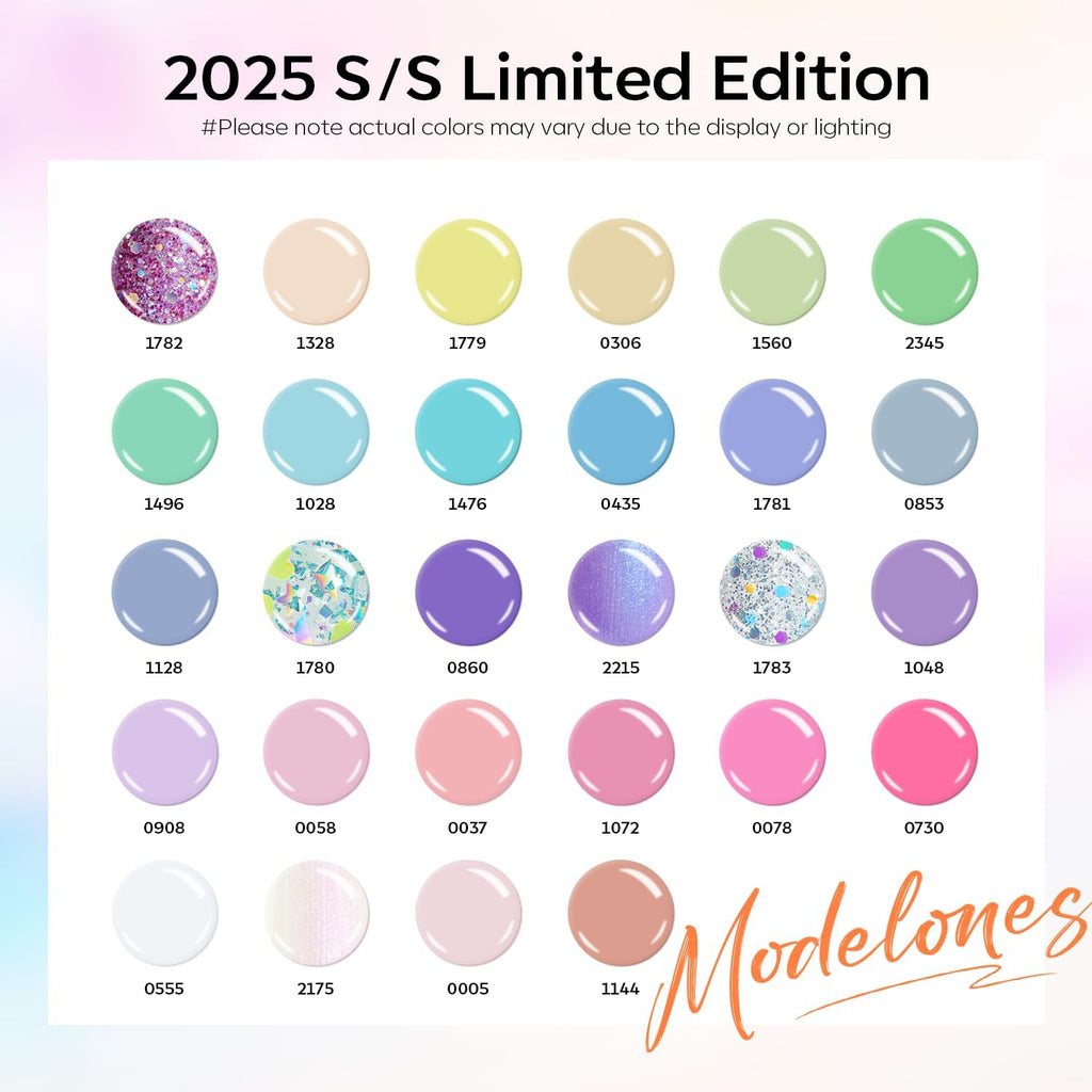 Modelones 32 PCS Spring Gel Nail Polish Set – 28 Pastel Colors + 4 Top/Base Coats (No Wipe, Glitter, Glossy, Matte) | LED Soak-Off Kit