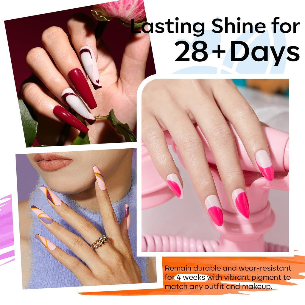 Modelones 32-Piece Gel Nail Polish Set – 28 Colors with No-Wipe Base, Glitter, Glossy & Matte Top Coats | Soak-Off LED Nail Kit at Home