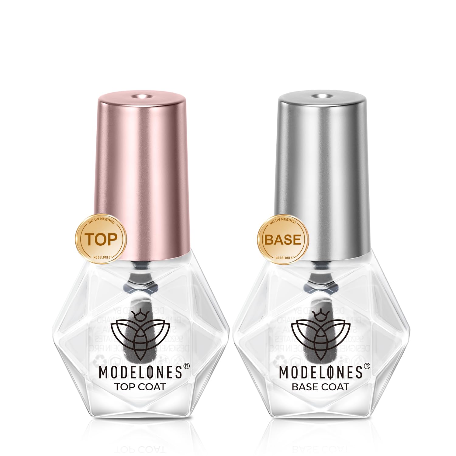 Modelones No-Wipe Top Coat & Base Coat Set – Quick-Dry Clear Nail Polish Kit (6 ml)
