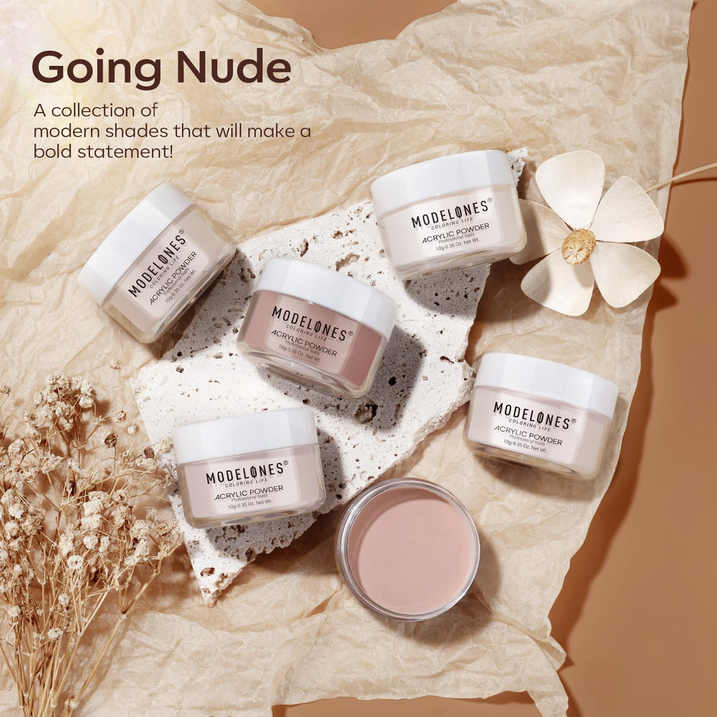 Modelones Nude Acrylic Powder Kit – 6 Colors, No Lamp Needed | Salon-Quality Nude Nails
