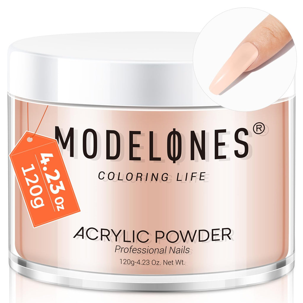 Modelones Acrylic Powder 120g Nude Blush – Large Capacity for 3D Nails & French