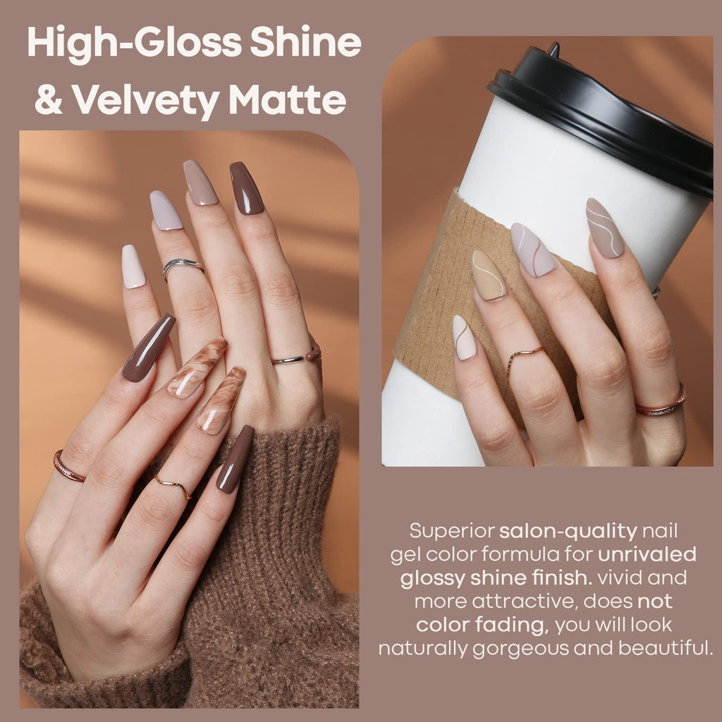 Modelones Gel Nail Polish Set – 6-Color Autumn & Winter Neutral Gel Polishes | Soak-Off