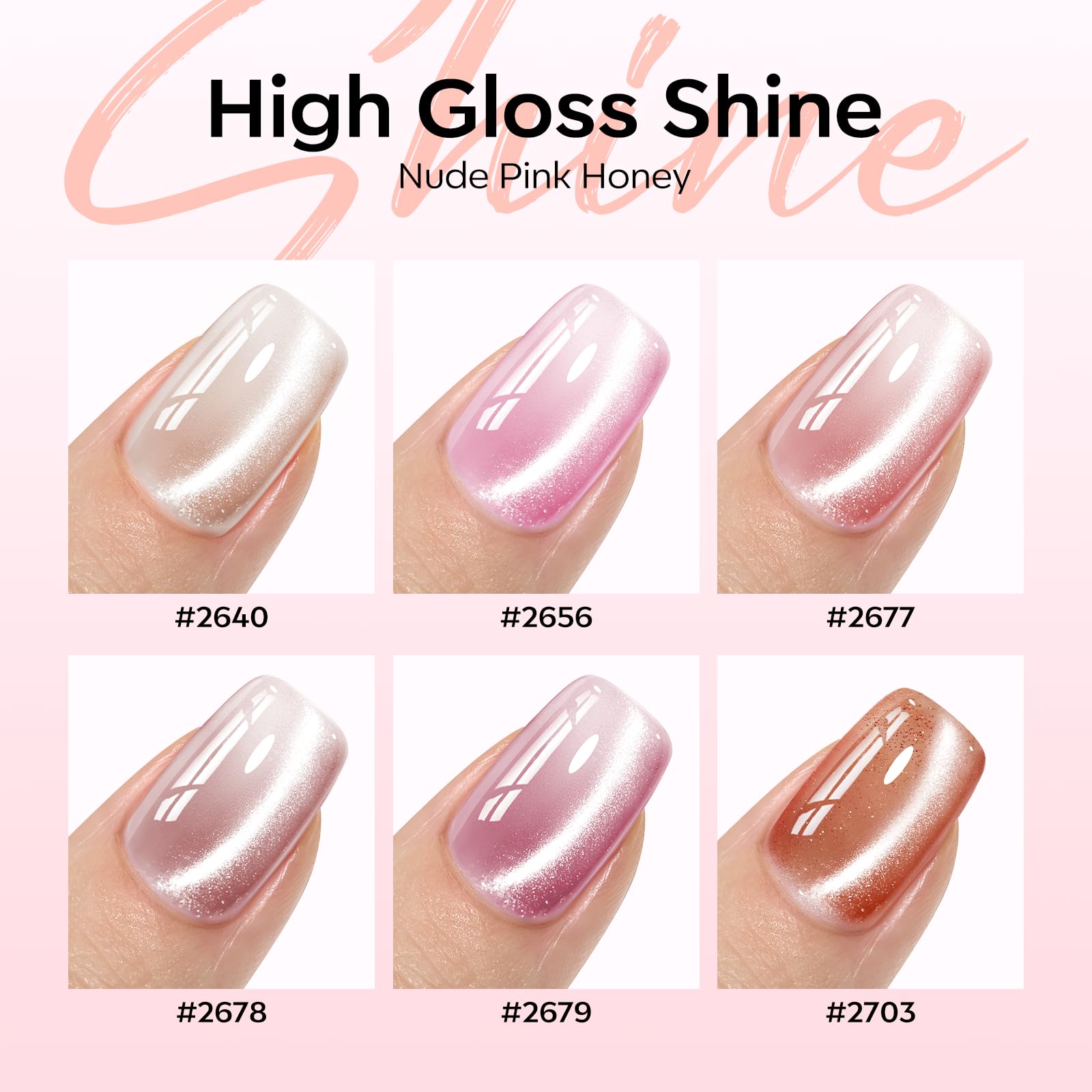 Modelones Cat Eye Gel Nail Polish Kit – 6 Nude Colors with Magnet Sparkle | Soak-Off LED Gel (Galaxy Series)
