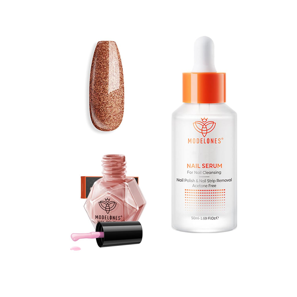Modelones Nude Quick Dry Nail Polish & Remover Kit - DIY Home Manicure