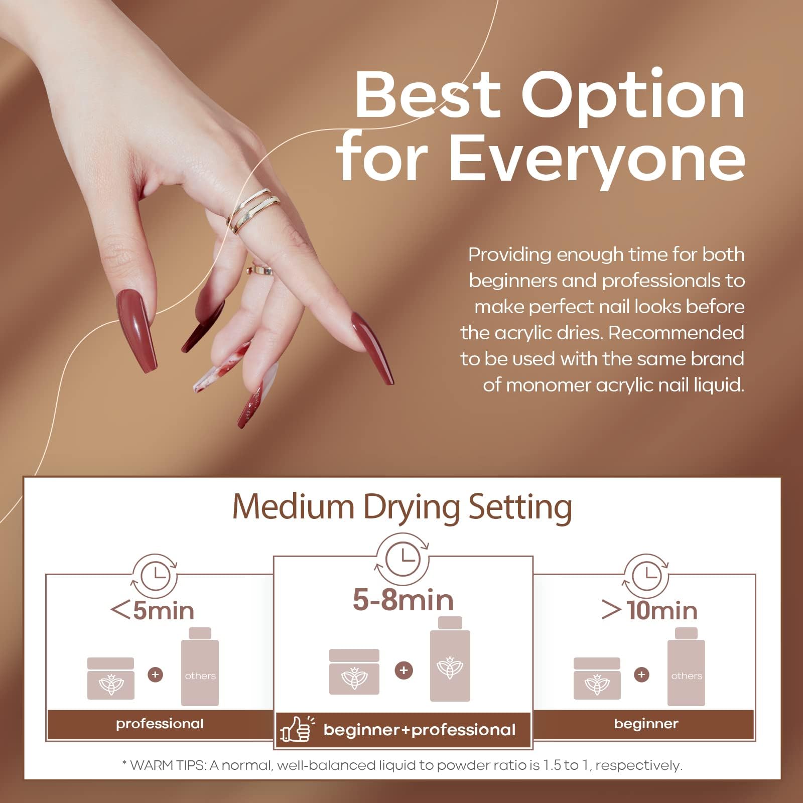 Modelones Nude Acrylic Powder Kit – 6 Colors, No Lamp Needed | Salon-Quality Nude Nails