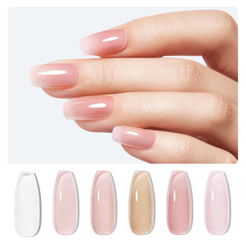 modelones Rubber Base Builder Nail Gel Polish — 6-in-1 Strengthener & Extension (6-Color Set)