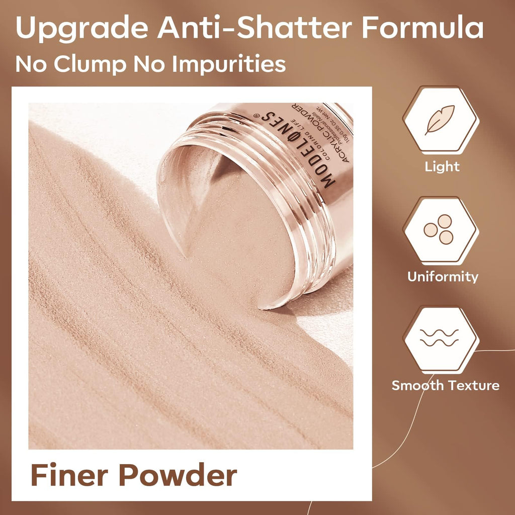 Modelones Nude Acrylic Powder Kit – 6 Colors, No Lamp Needed | Salon-Quality Nude Nails