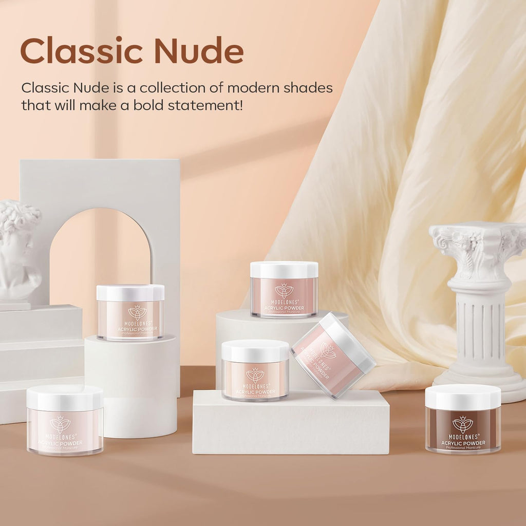 Modelones Acrylic Powder Kit – 6 Nude Colors for Everyday Nails (No Lamp)