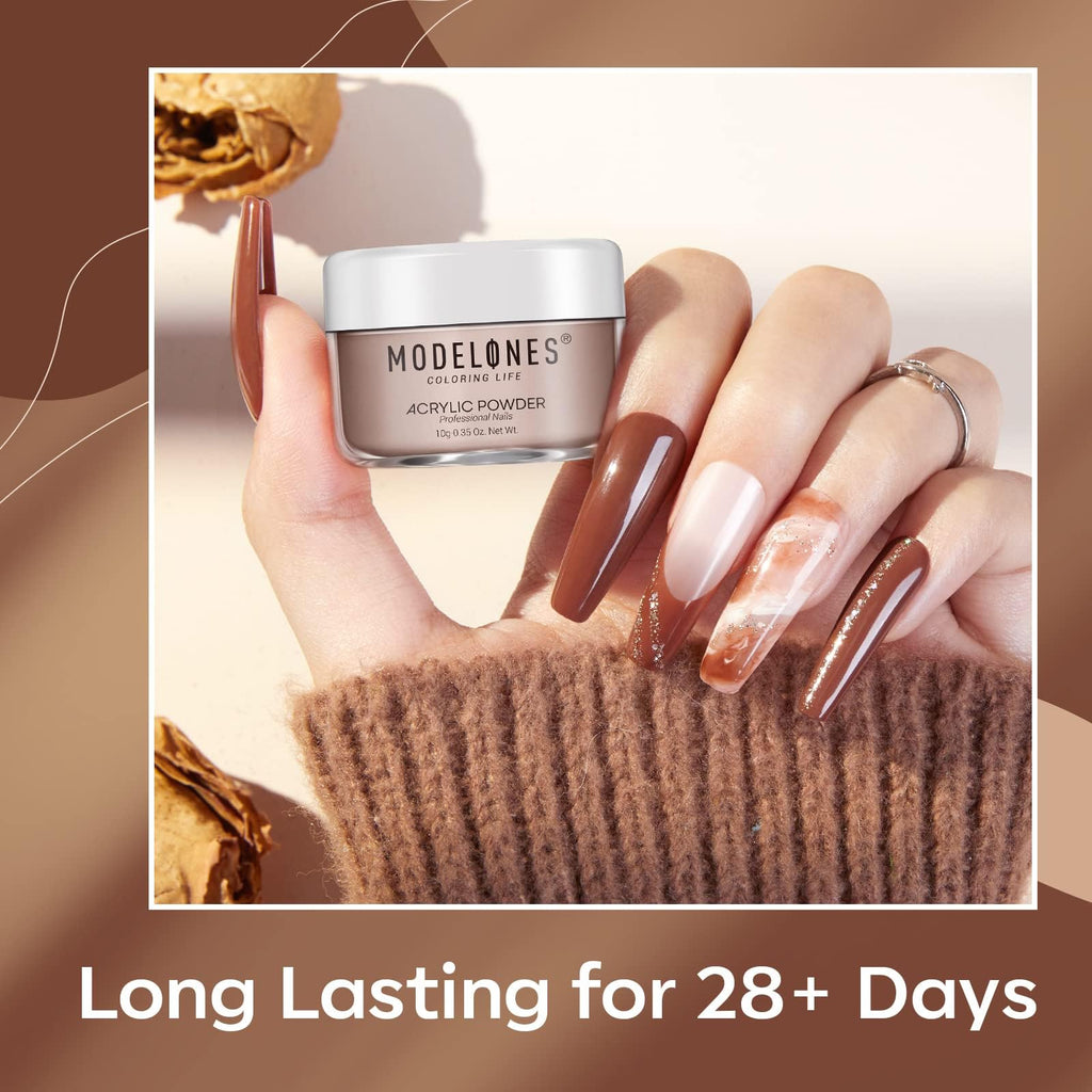 Modelones Nude Acrylic Powder Kit – 6 Colors, No Lamp Needed | Salon-Quality Nude Nails
