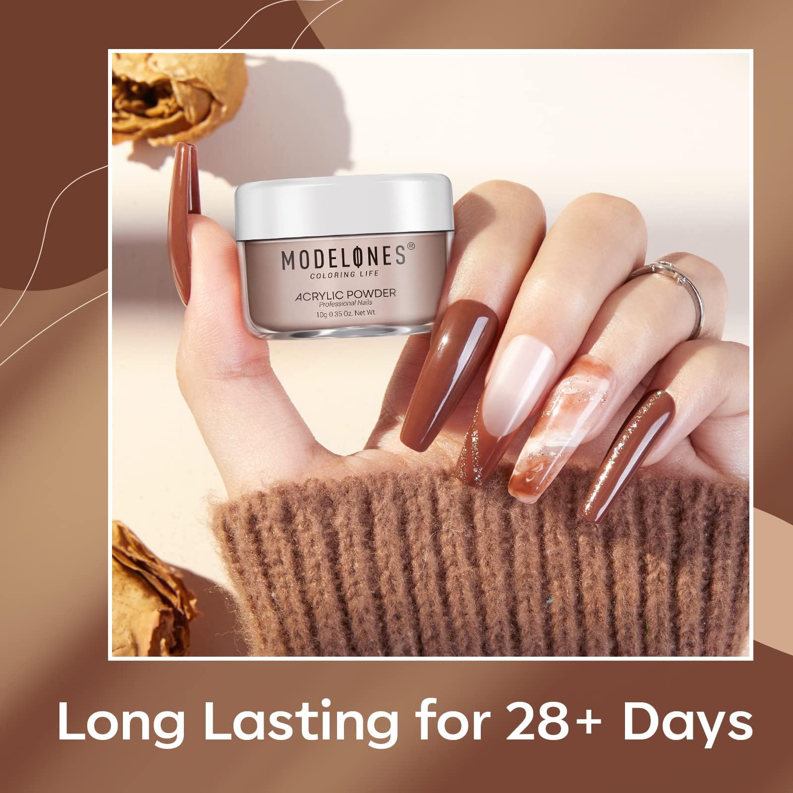 Modelones Nude Acrylic Powder Kit – 6 Colors, No Lamp Needed | Salon-Quality Nude Nails