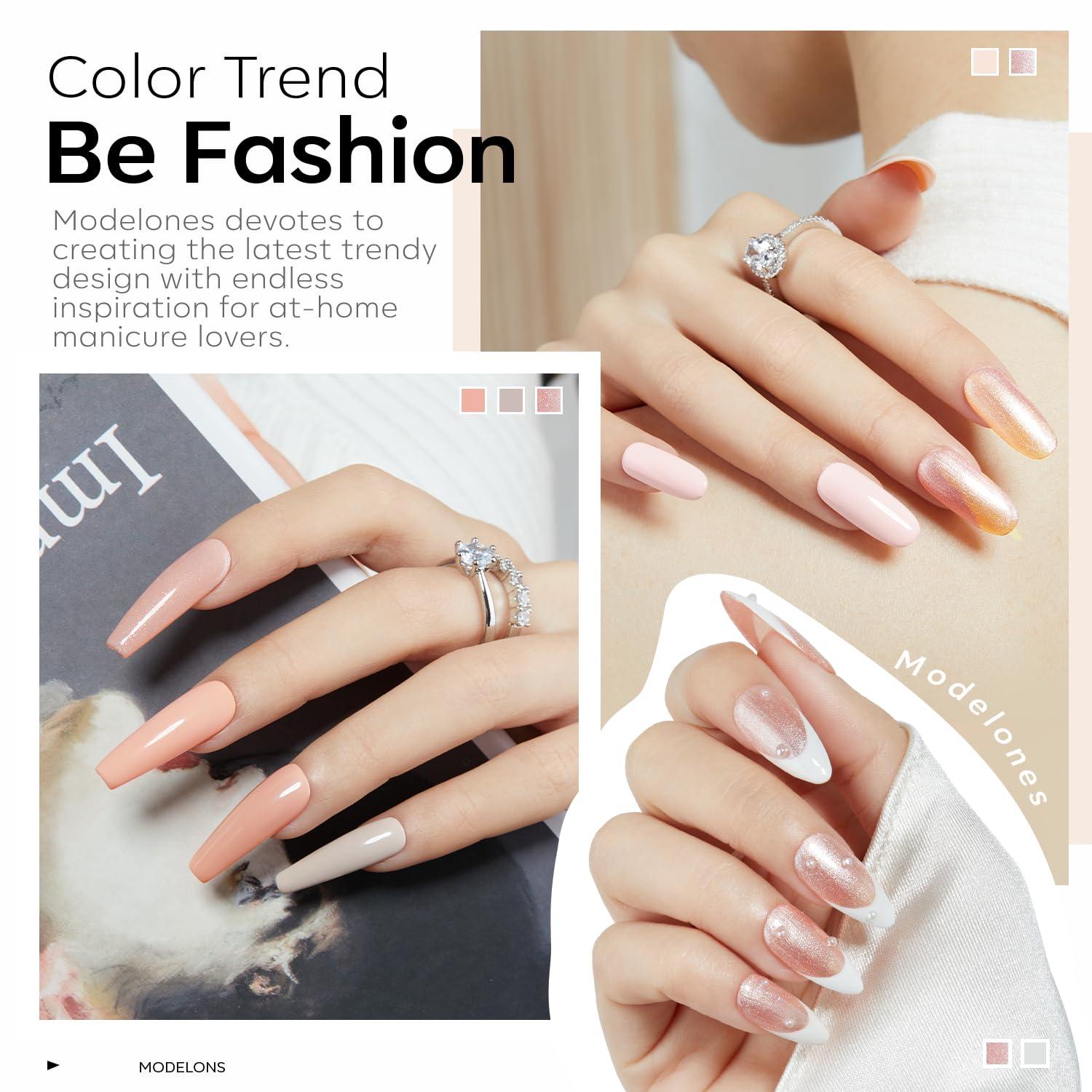Modelones Gel Nail Polish Set — 6 Neutral Nude Colors | Soak-Off, Long-Lasting Shine