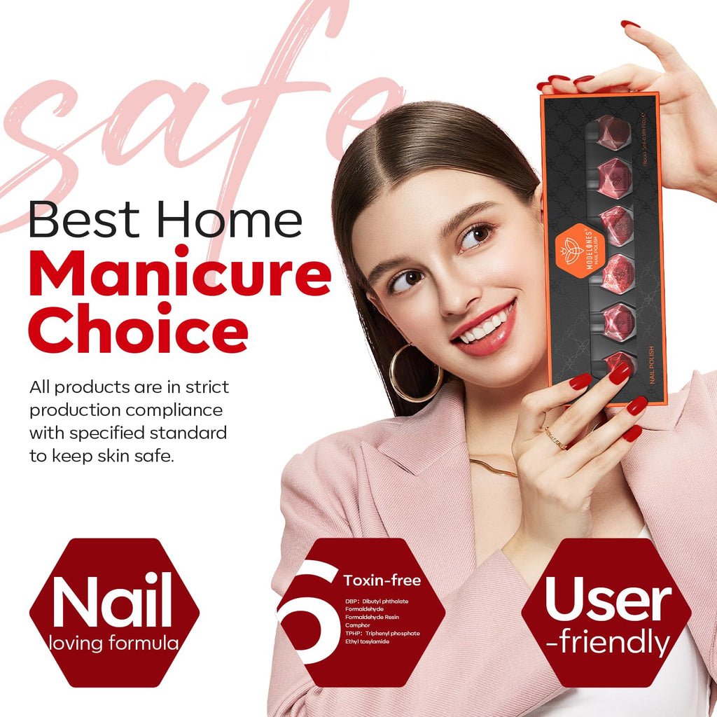 Modelones Partyreal ABA5510 – 6 Color Shimmer Nail Polish Set | Quick Dry & Long-Lasting Shine