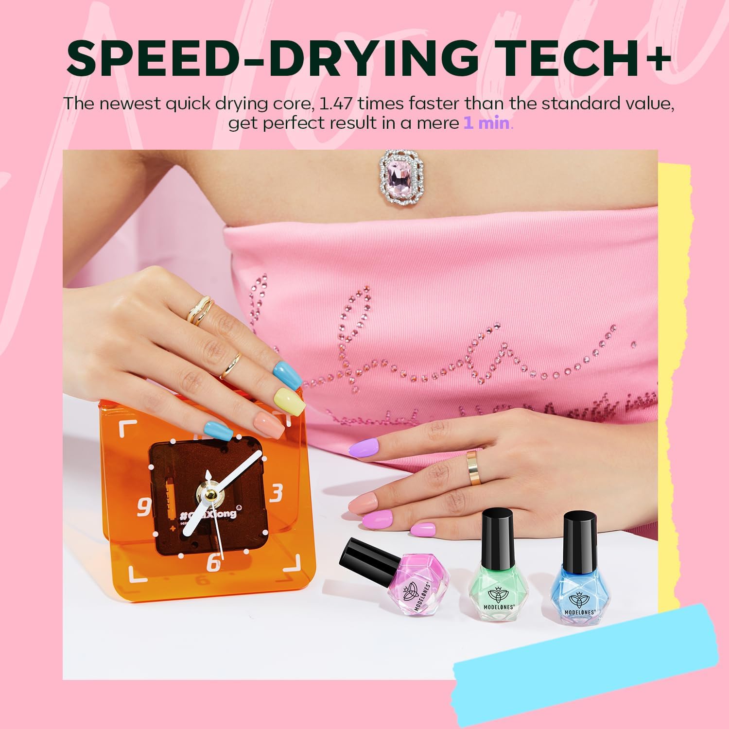 Modelones Partyreal ABA5510 – 6 Color Shimmer Nail Polish Set | Quick Dry & Long-Lasting Shine