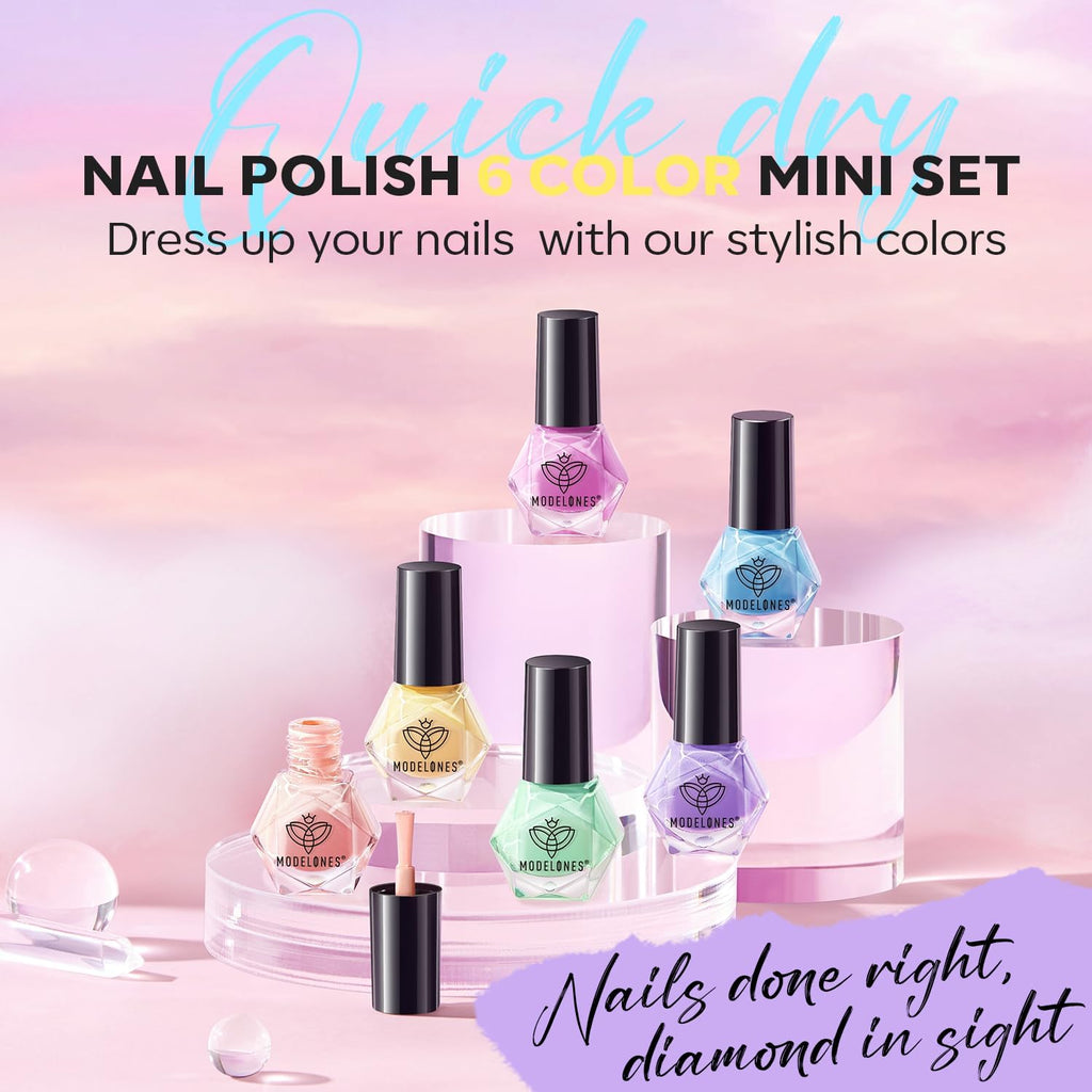 Modelones Partyreal ABA5510 – 6 Color Shimmer Nail Polish Set | Quick Dry & Long-Lasting Shine