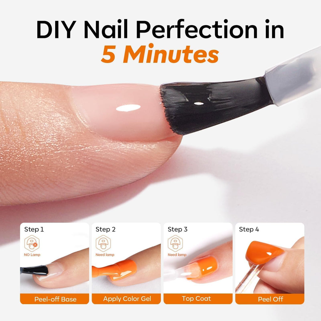 modelones Peel Off Base Coat & Gel Top Coat Set – No-Wipe Top Coat, Easy Peel, 2x10ml, Beginner Nail Art