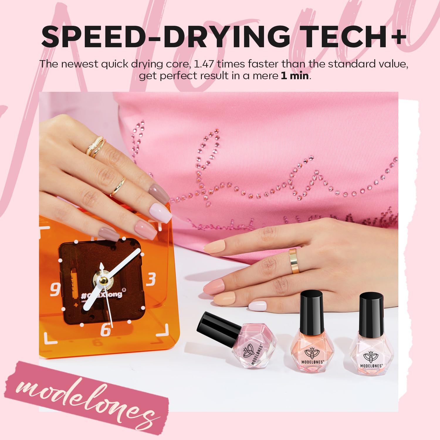 Modelones Nude Quick Dry Nail Polish & Remover Kit - DIY Home Manicure