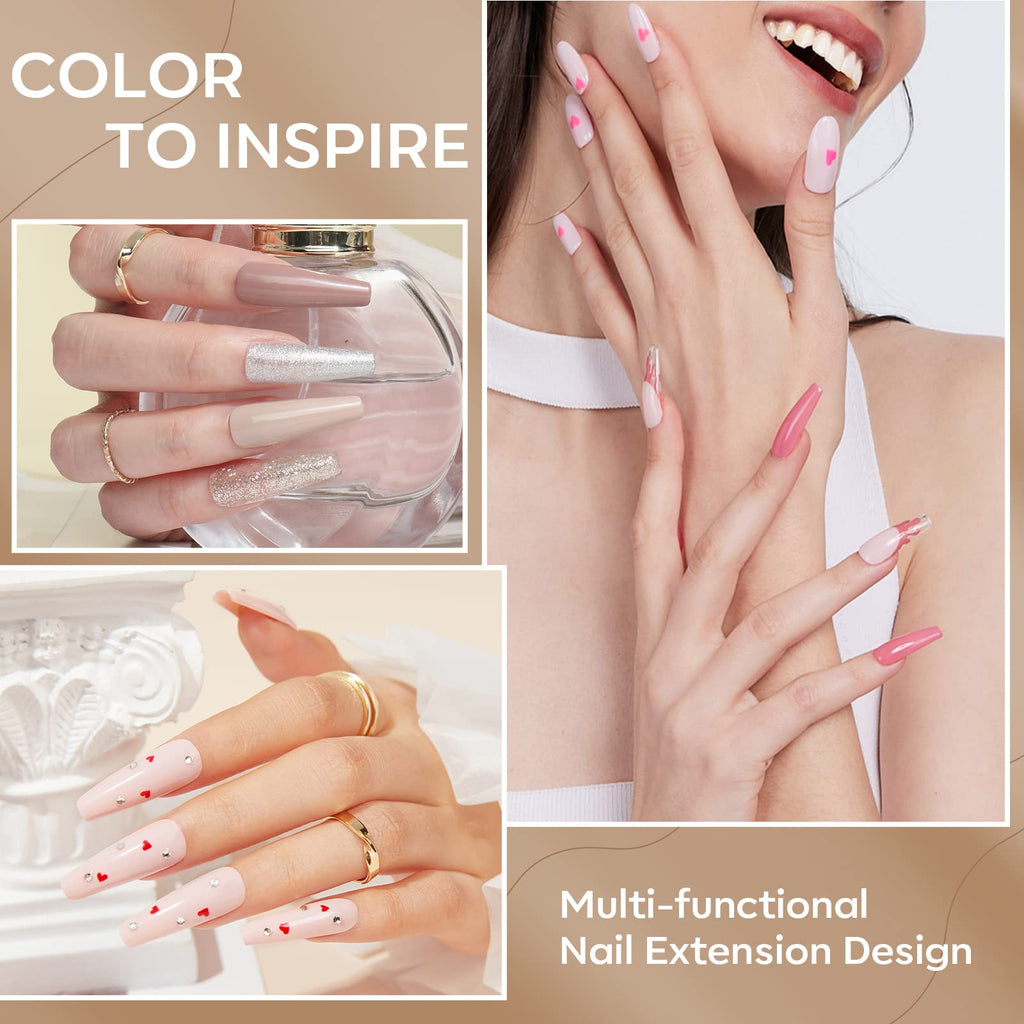 Modelones Acrylic Powder Kit – 6 Colors for Nail Extensions & Halloween Art | No Lamp Needed (C6-Blushing Nude)