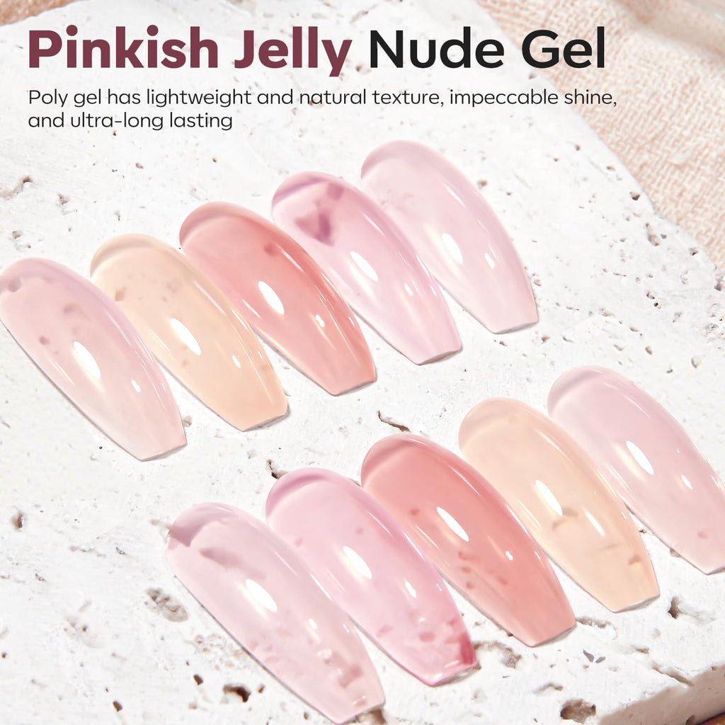 Modelones Poly Gel Set – 5 Jelly Colors for DIY Nail Extensions