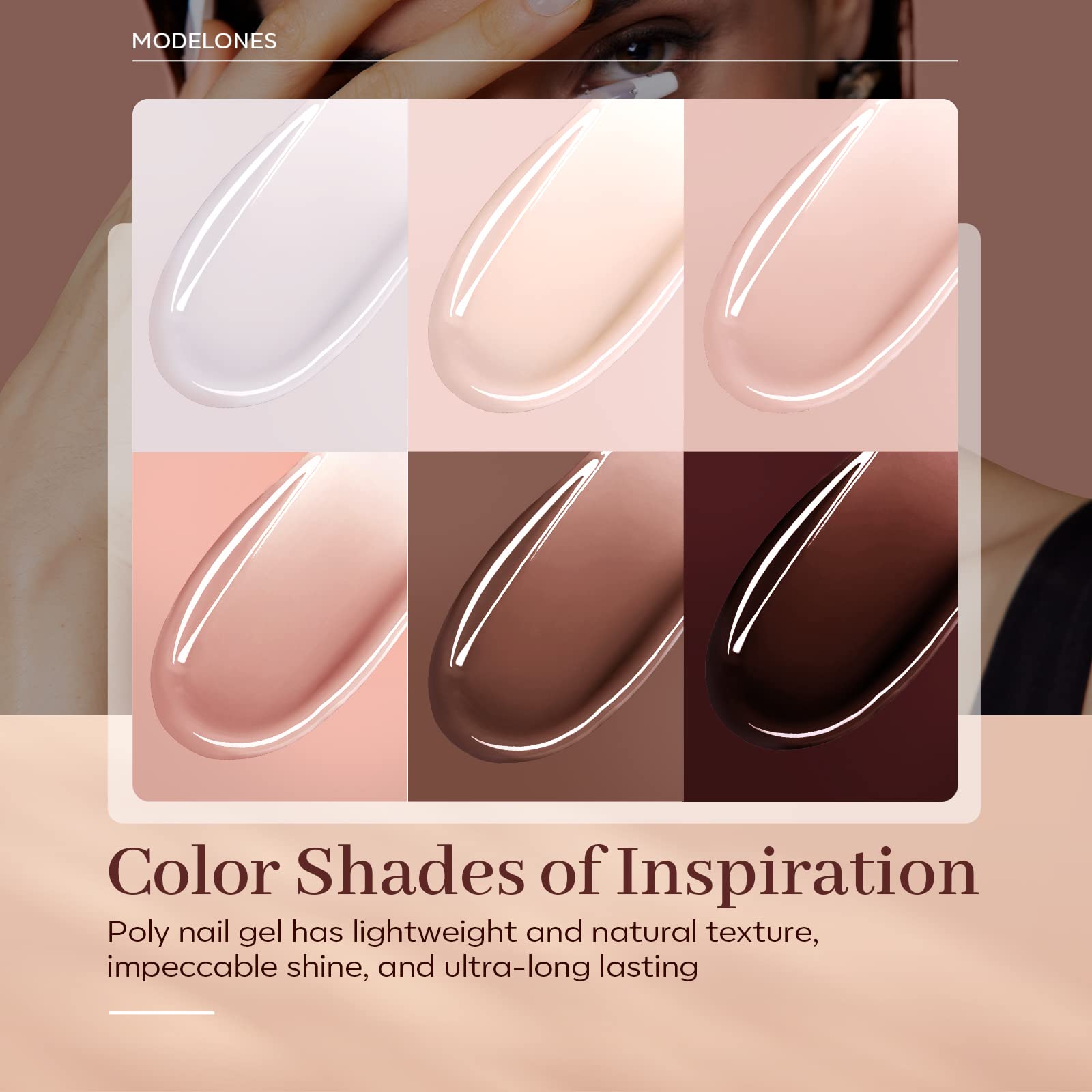 Modelones Poly Nail Gel Kit — 6 Nude Skin Tone Colors for At-Home Builder Manicure
