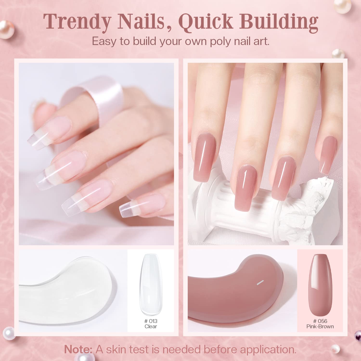 Modelones Poly Nail Gel Kit 30ml – 2 Colors (Clear & Apricot) with Slip Solution | DIY Nail Extension Starter