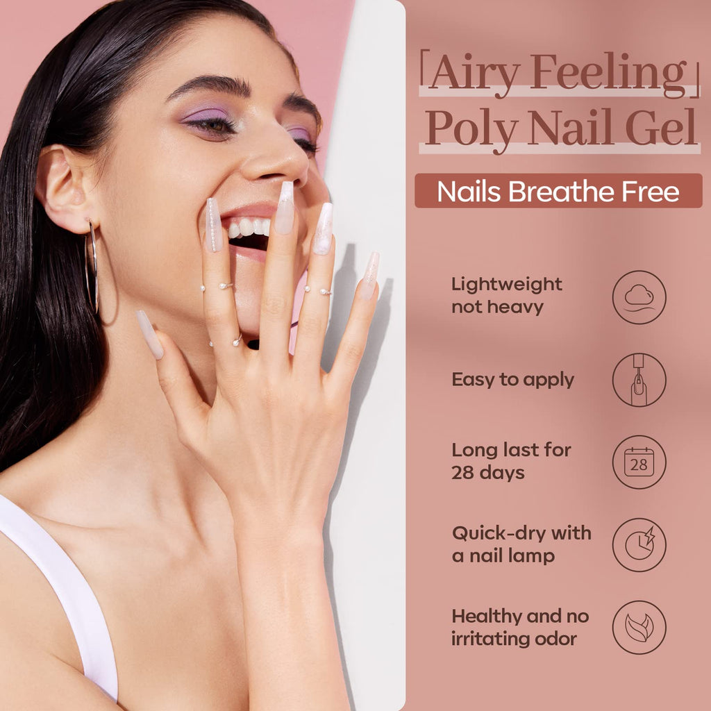 Modelones Poly Nail Gel Set — 6 Colors Nude Pink Brown for DIY Home Manicures