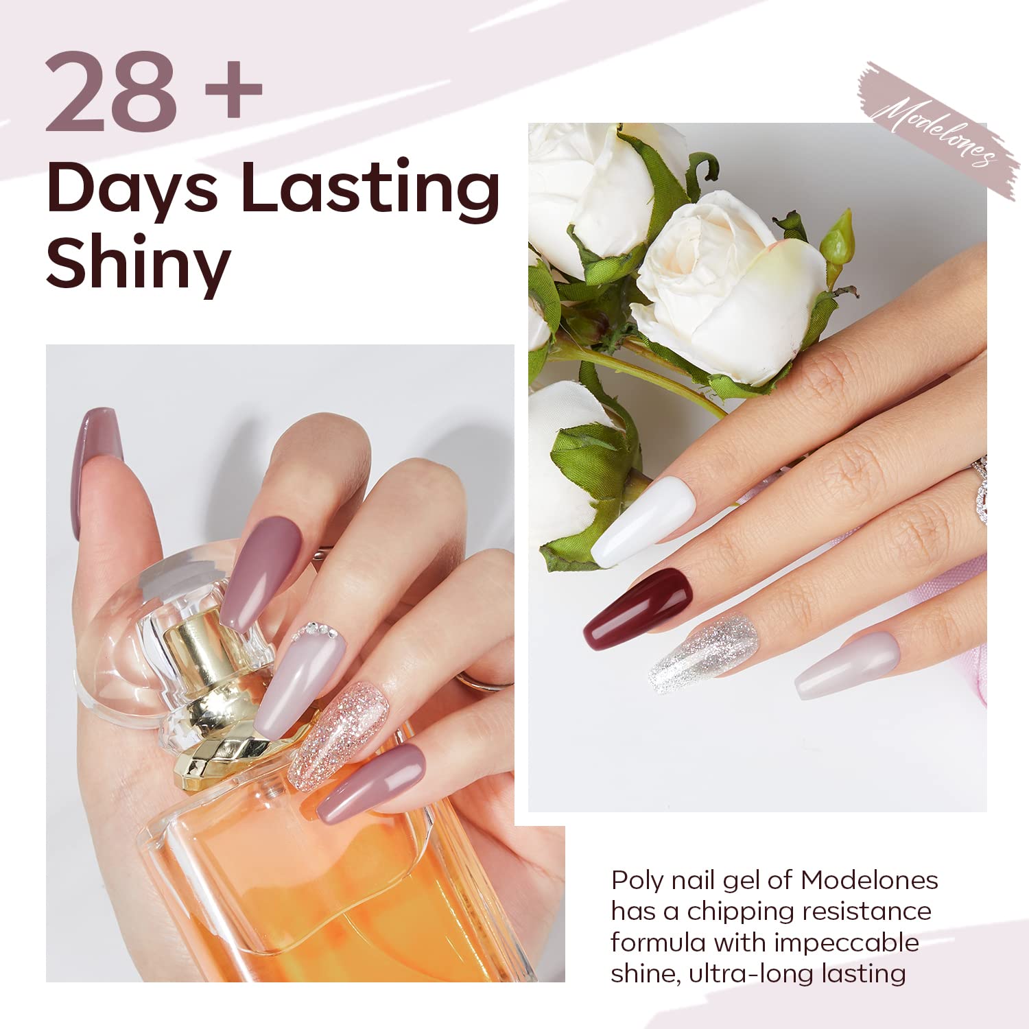 Modelones Poly Nail Gel Set – 6 Classic Colors for DIY Home Manicure