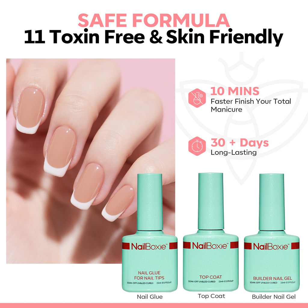 Modelones Gel Nail Kit with LED Light — 150 PCS, 15 Sizes, French Tip