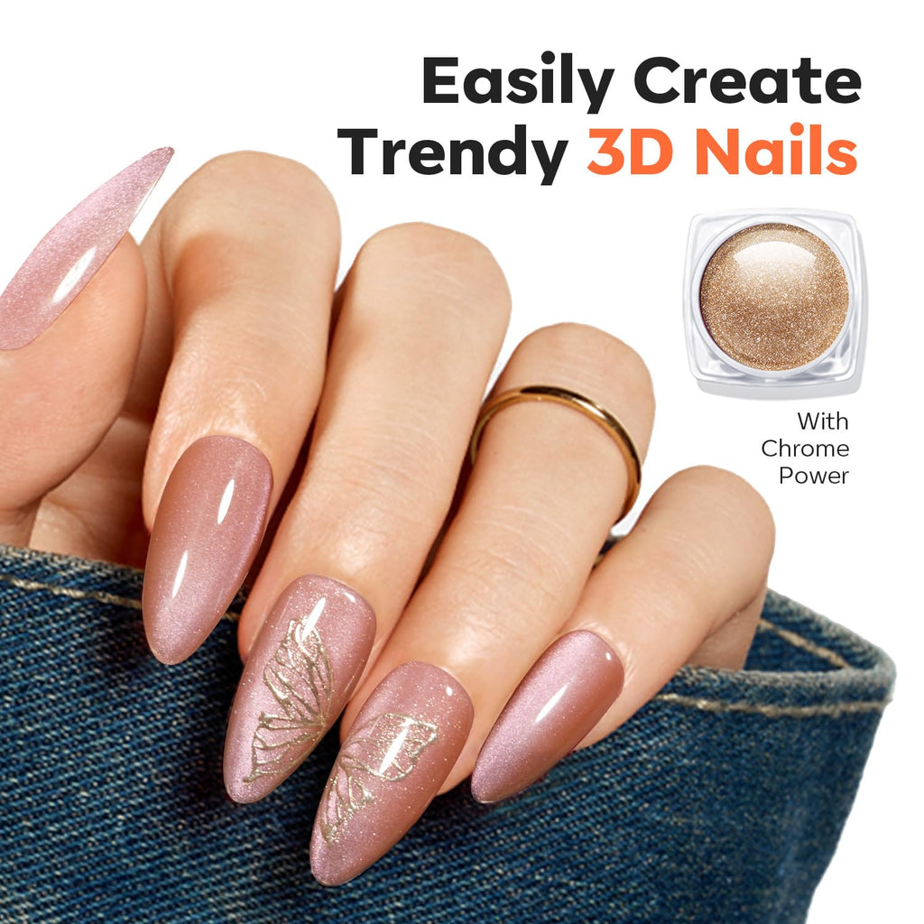 Modelones 16 PCS Gel Nail Stamping Plate Set – French Tip Kit, Chrome Powder, Matte Top Coat