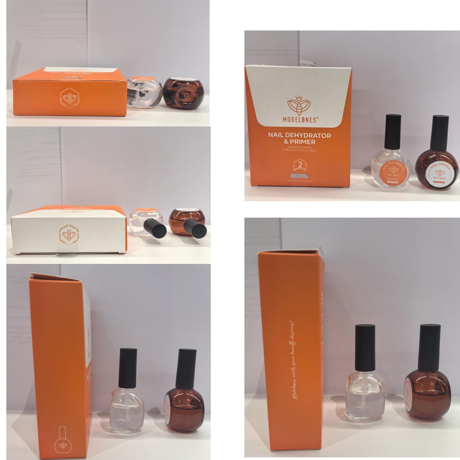 modelones 30 ml nail dehydrator and primer – acid free, hema-free prep kit for long-lasting gel & acrylic