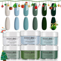 Modelones Acrylic Powder Kit — 6 Spring Colors for DIY Nail Art (Sage Green, Mist Blue, Light Grey, Dark Olive, Matcha, Avocado) - No Lamp Needed