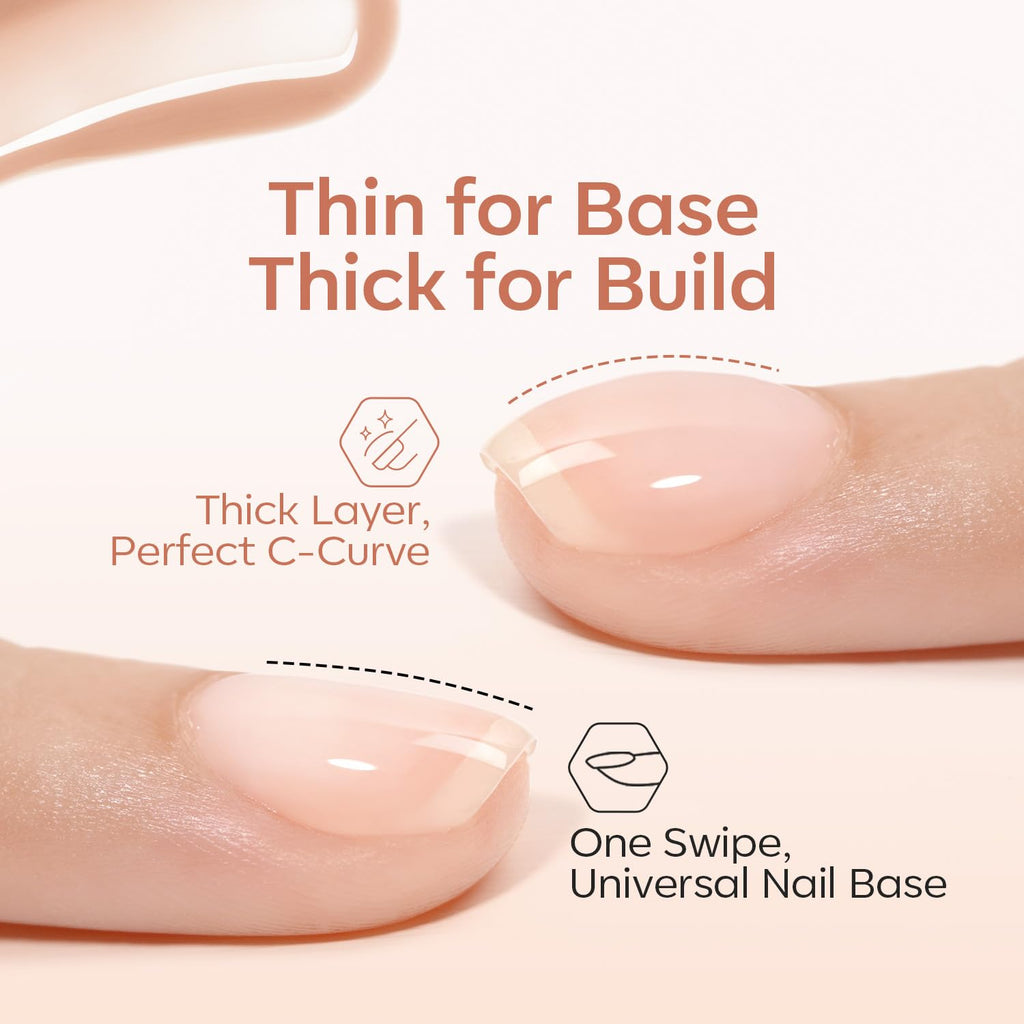 Modelones Rubber Base Builder Gel Polish — 6-Color Nude Pink Set with 6-in-1 Base Coat, Apex Builder & Extension