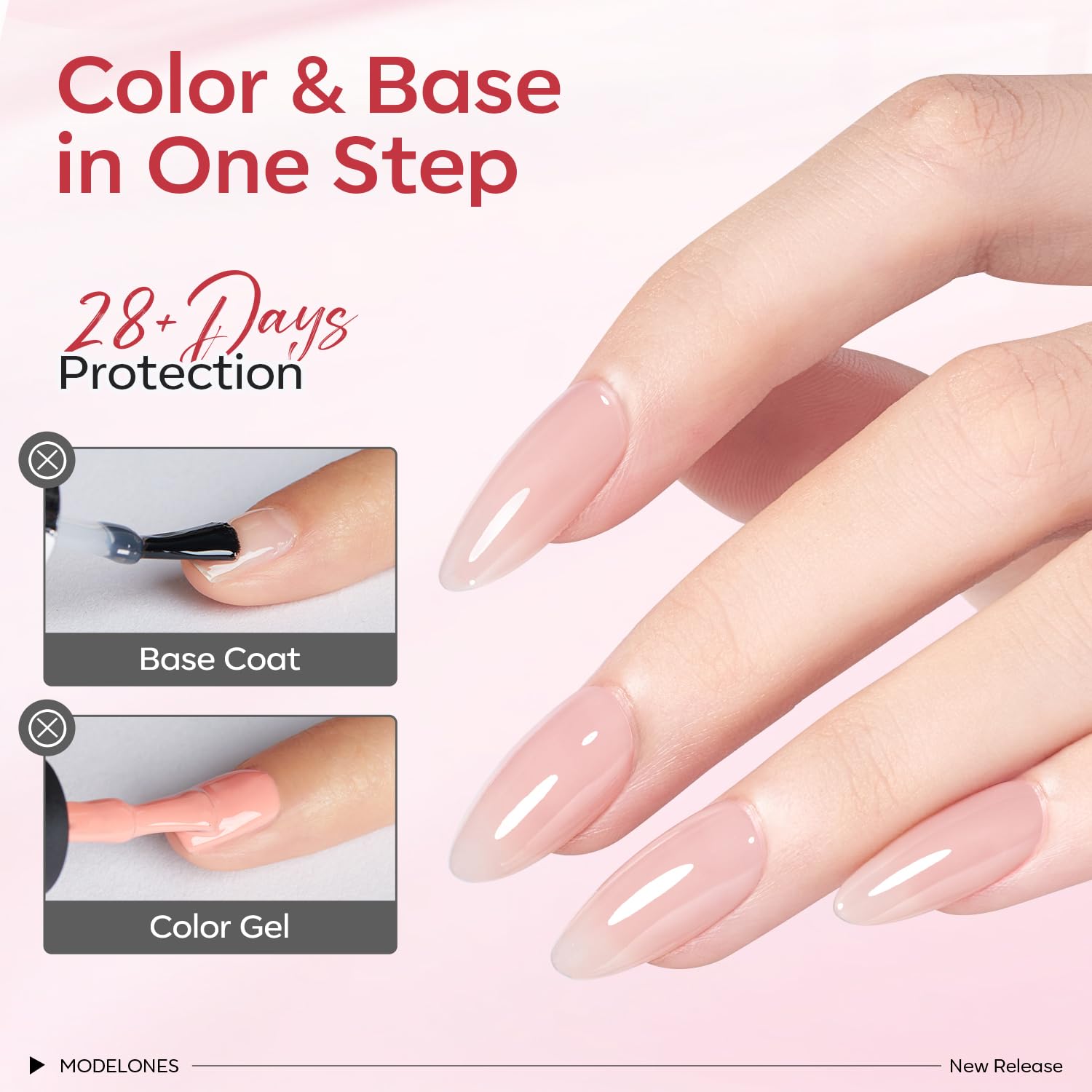modelones Rubber Base Builder Nail Gel Polish — 6-in-1 Strengthener & Extension (6-Color Set)