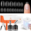 Modelones X Nail Gel Kit: 510 Short Oval Tips, 9-in-1 Glue, UV/LED Lamp
