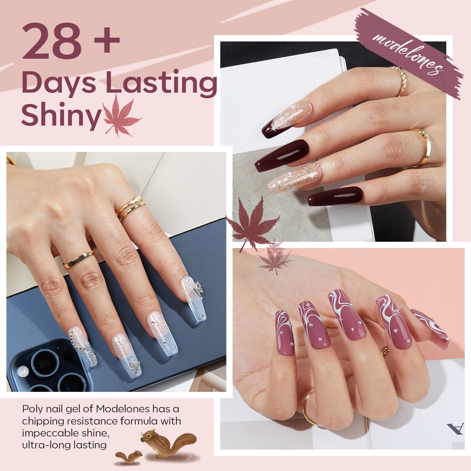 Modelones Poly Extension Gel Nail Kit — 6 Colors + 8W Lamp | Beginner DIY at Home