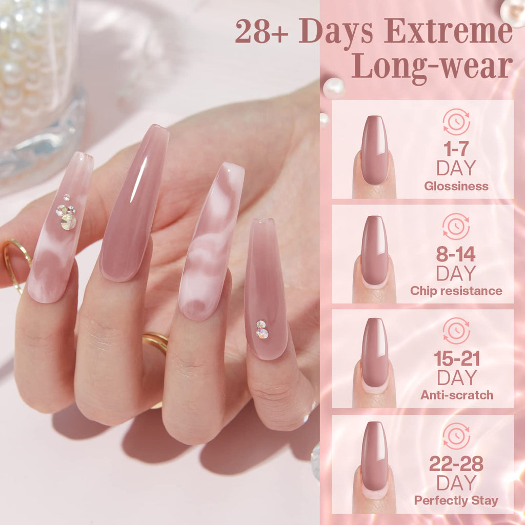 Modelones Poly Nail Gel Kit 30ml – 2 Colors (Clear & Apricot) with Slip Solution | DIY Nail Extension Starter