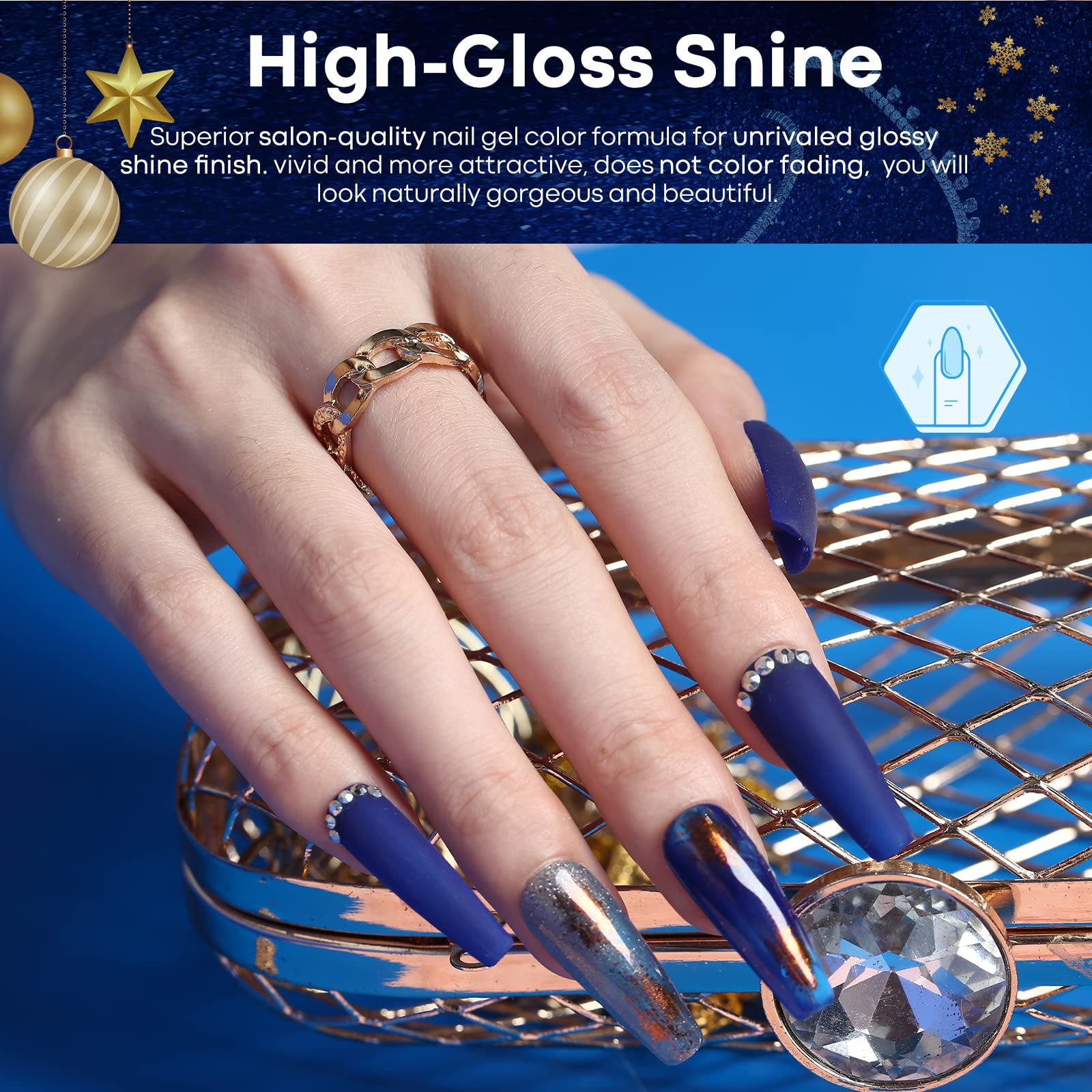 Modelones Blue Gel Nail Polish Set — 6 Color-Changing Glitter Gels for Winter Nails