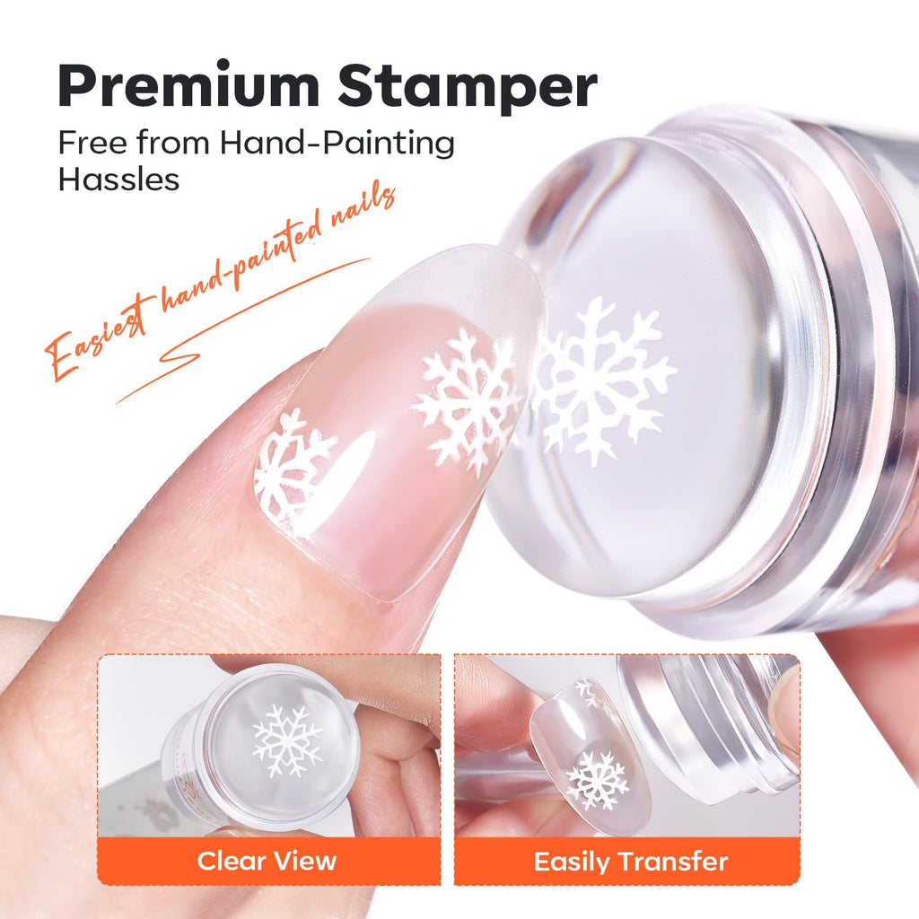 Modelones 16 PCS Gel Nail Stamping Plate Set – French Tip Kit, Chrome Powder, Matte Top Coat