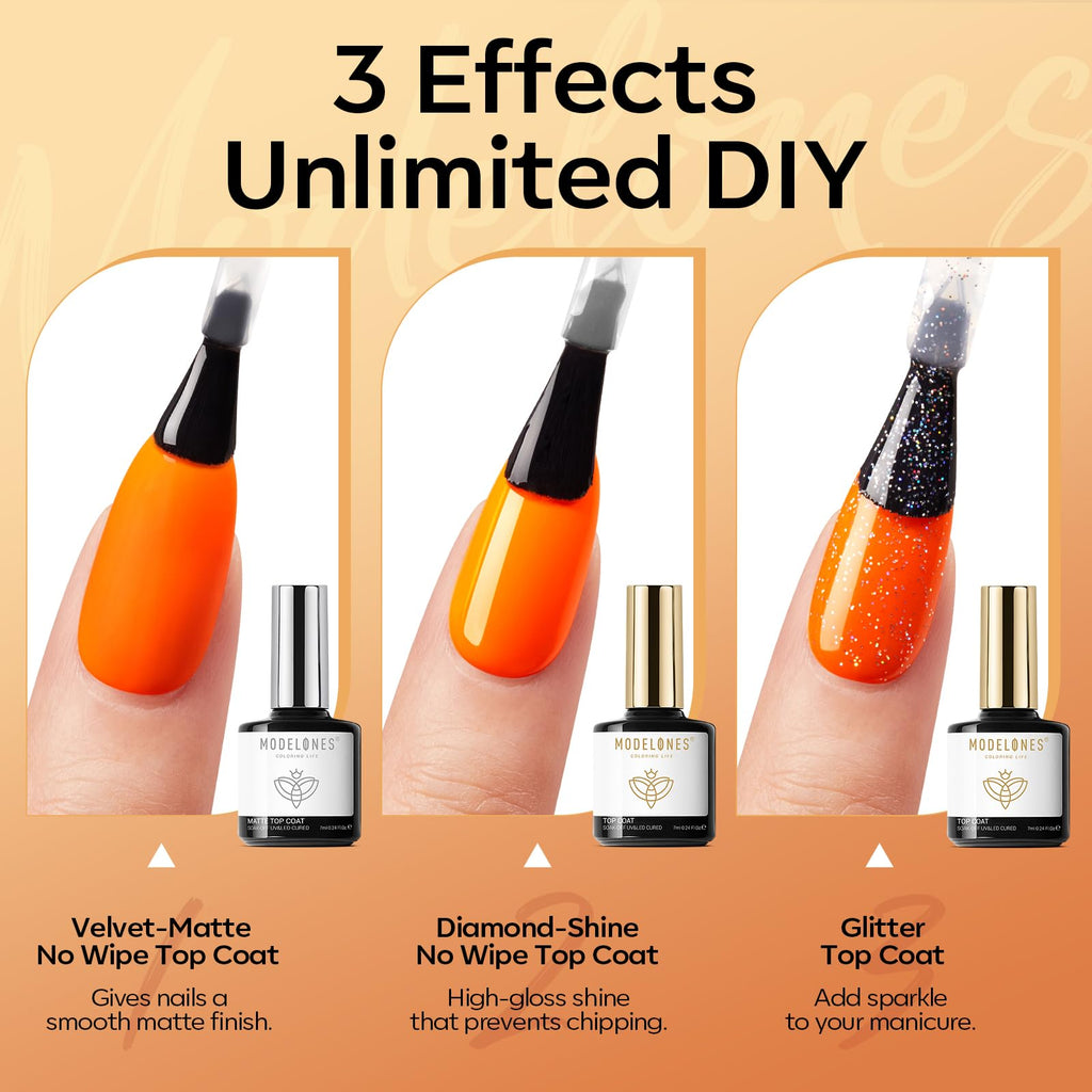 Modelones 24PCS Gel Nail Polish Set – Fall/Winter Cat Eye & Top Coats