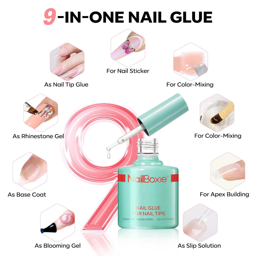Modelones Gel Nail Kit with LED Light – 150 PCS Press-On Nails, Short Pink Square, 15 Sizes