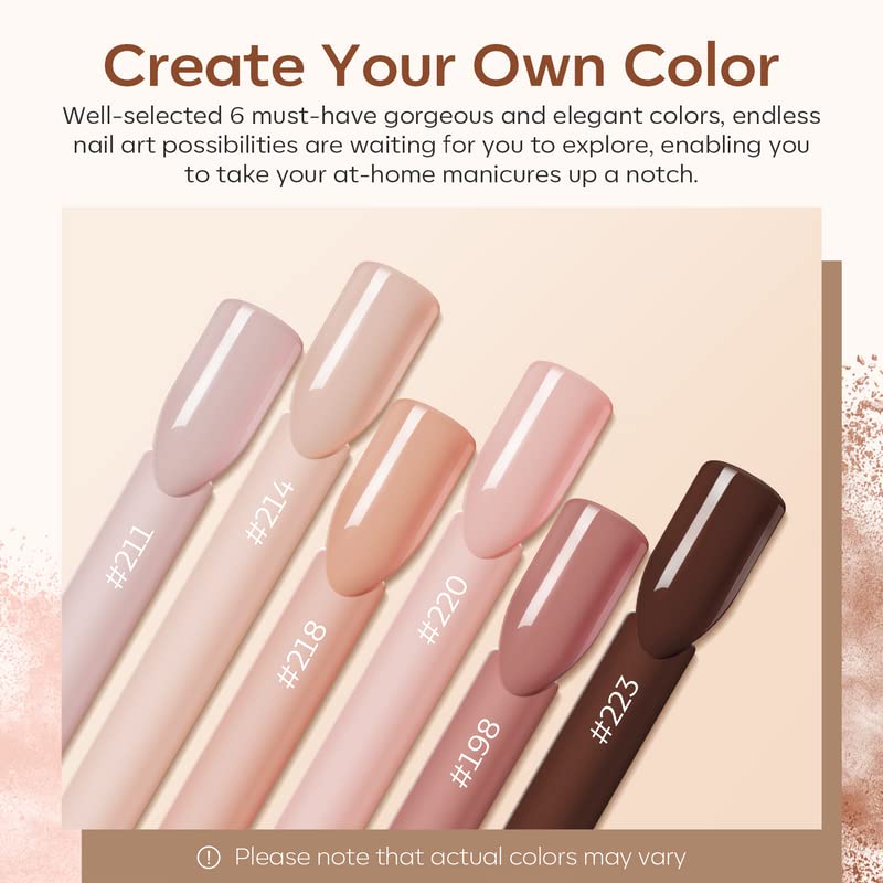 Modelones Acrylic Powder Kit – 6 Nude Colors for Everyday Nails (No Lamp)
