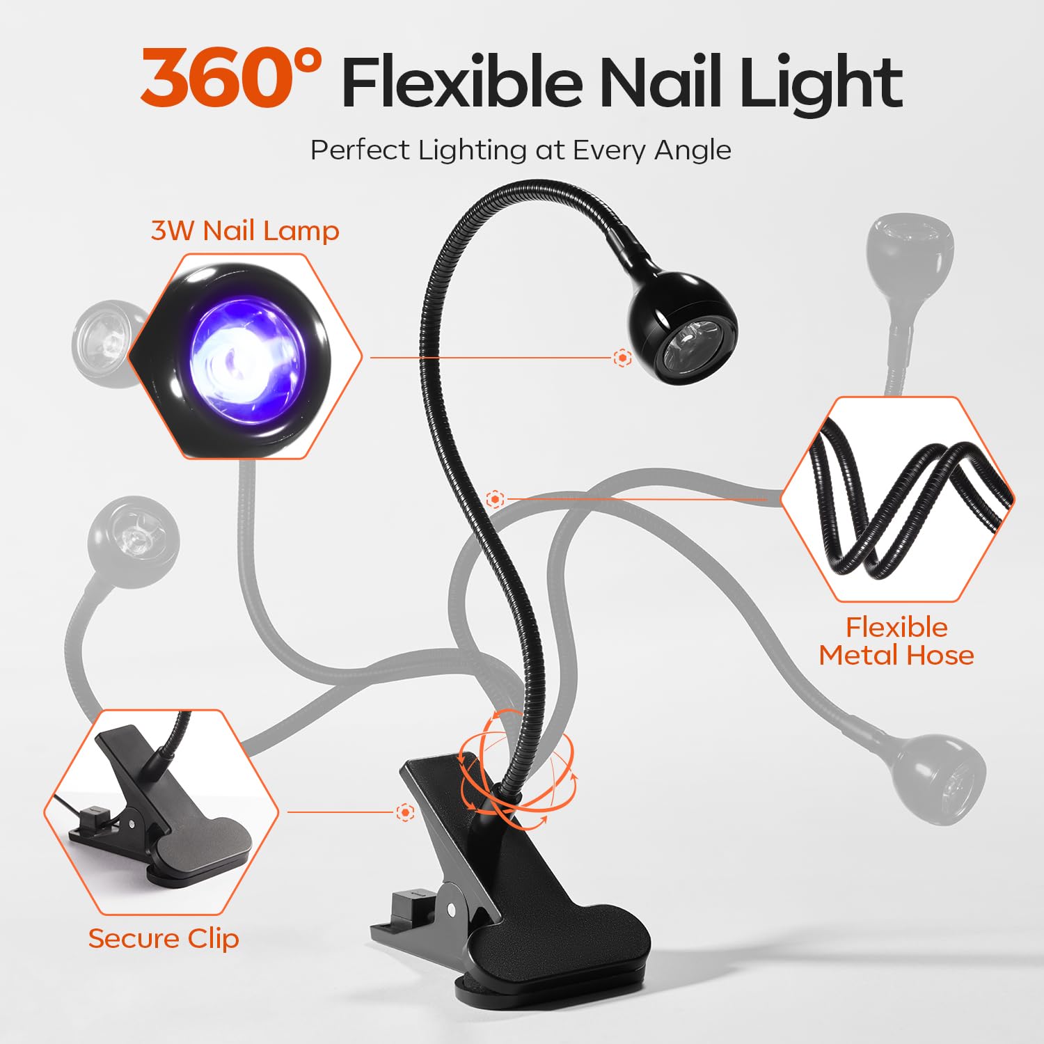 Modelones X Nail Gel Kit Almond: 510 Tips, Gooseneck LED Lamp, 10-in-1 Glue & Dehydrator