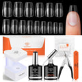 Modelones X Nail Gel Kit Short Coffin – 510pcs, 15 Sizes, 9-in-One Glue, USB UV/LED Lamp