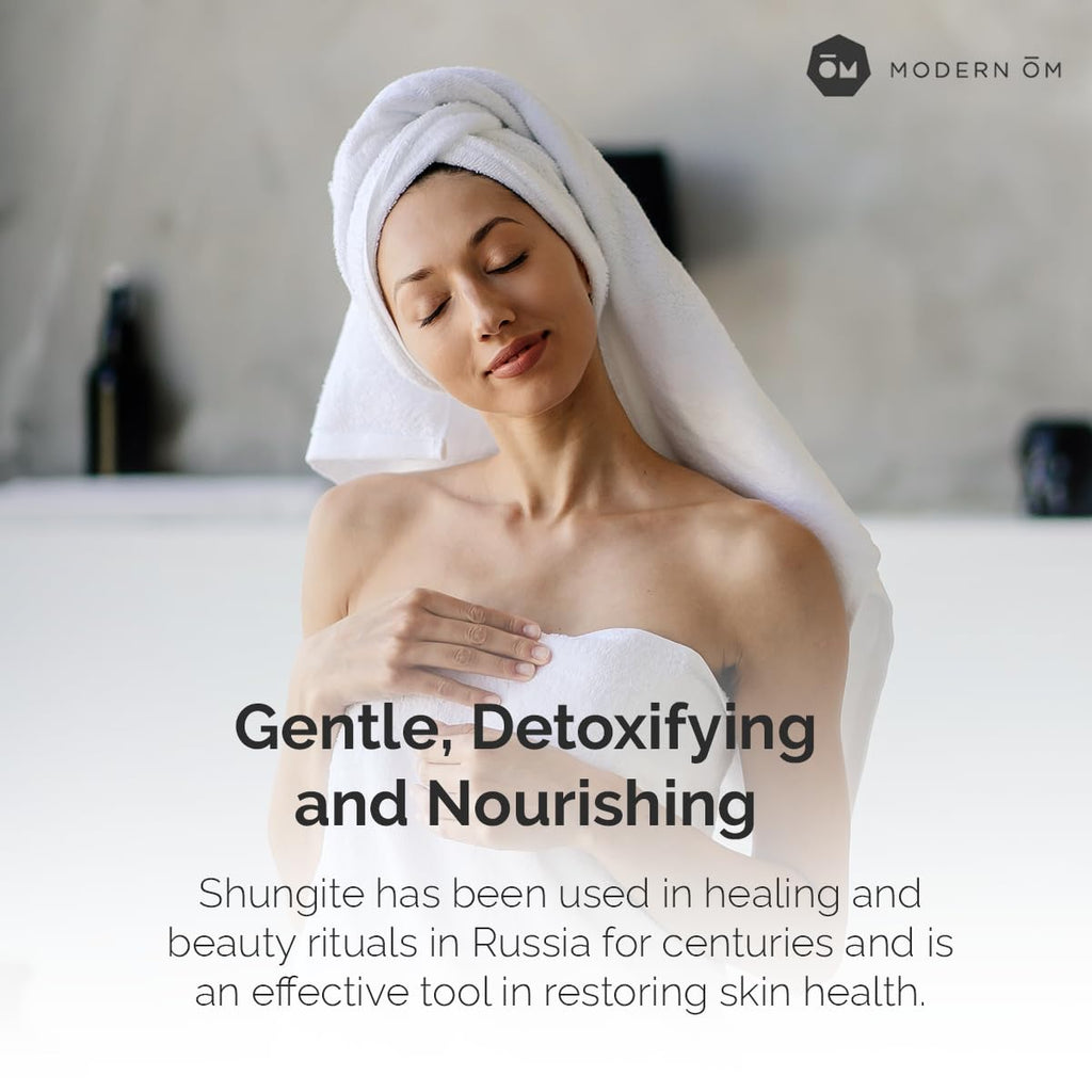 Modern ŌM Shungite Recharge Body Wash with Hemp Seed Oil | Vegan, Organic Cleanser for Face, Hands & Body | Made in USA